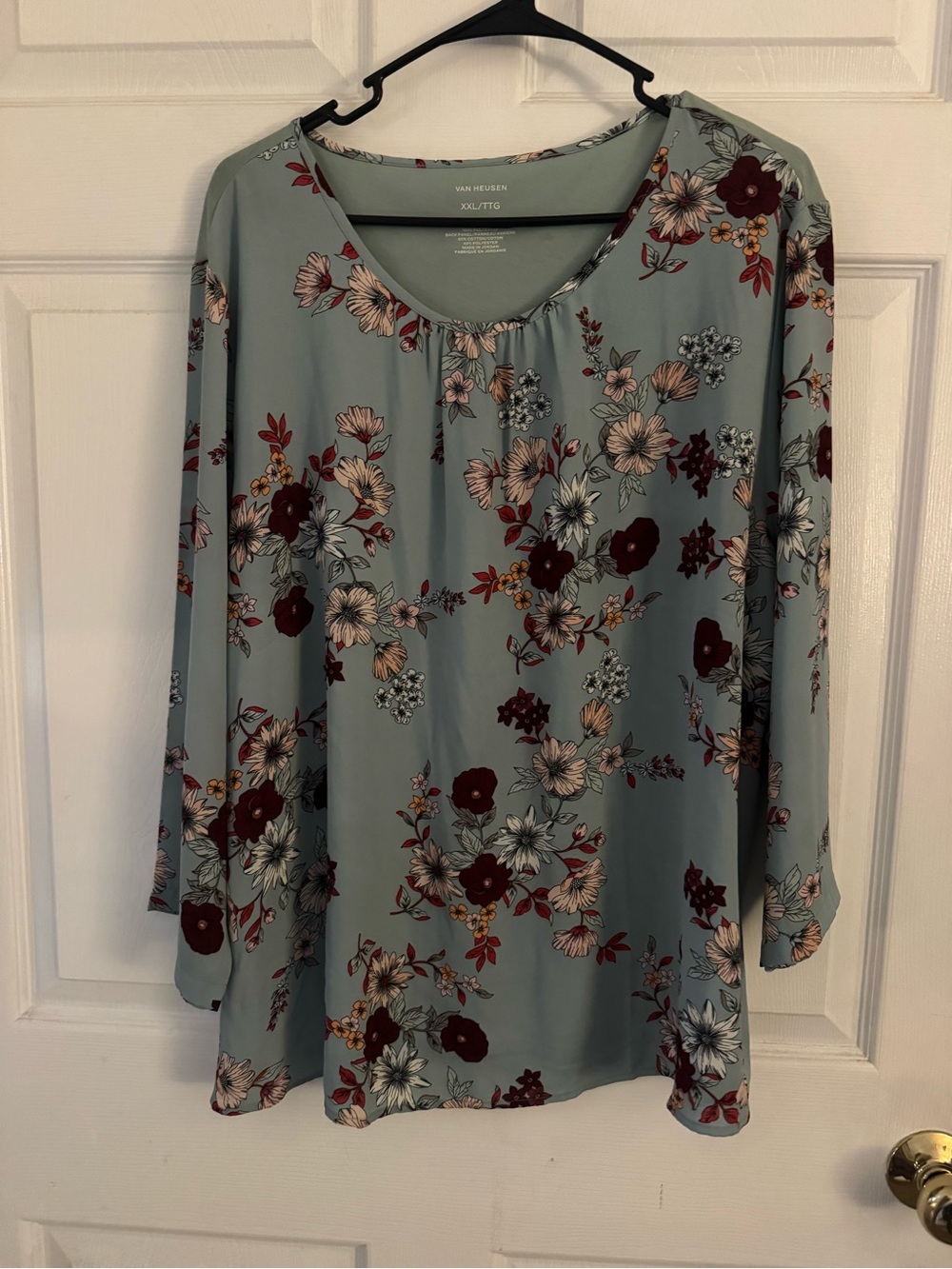 Van Heusen Dusty Sage Floral Scoop-Neck Blouse
